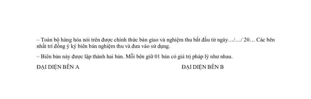 biên bản giao nhận hàng hóa