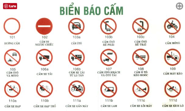 cac bien bao cam o to xe tai o ha noi